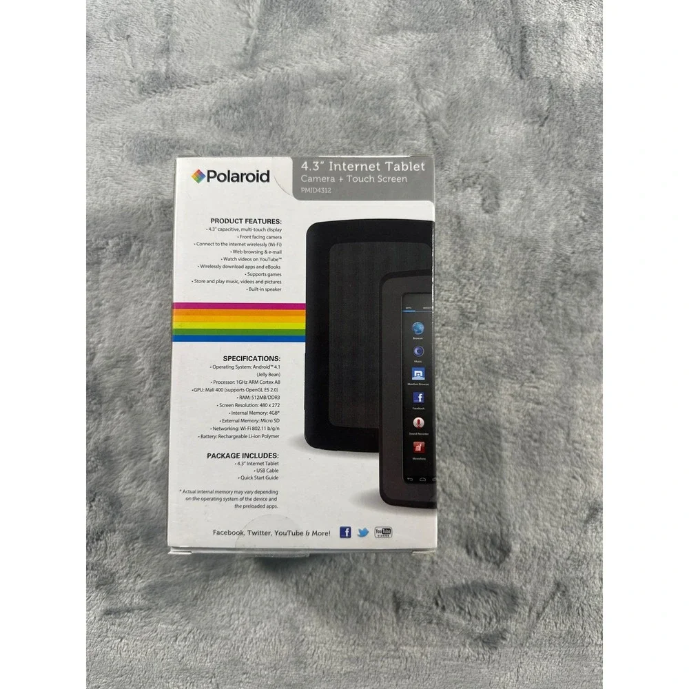 Polaroid 4.3 Inch Internet Tablet Android 4.1 Jelly Bean 4GB Black PMID4312 NIB